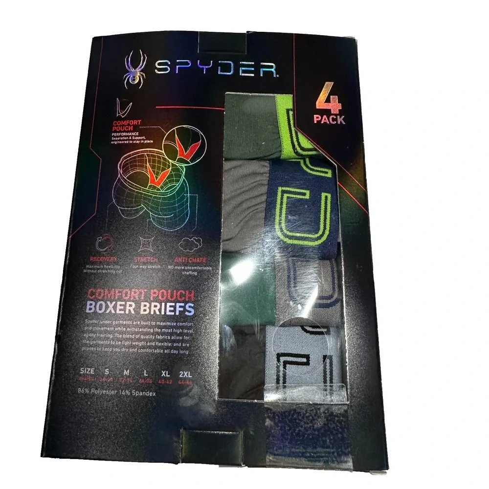 SPYDER Comfort Pouch Boxer Briefs‎ 4-Pack Men size Medium 32-34